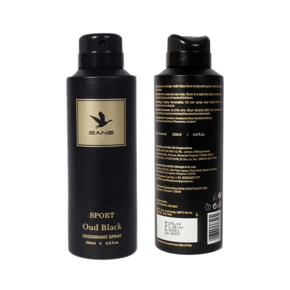 GANS Oud Black Perfume Deodorant Spray – 200ml
