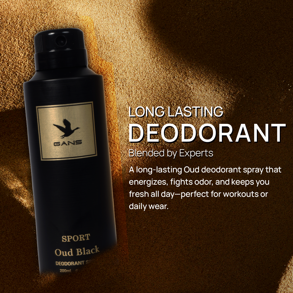 GANS Oud Black Perfume Deodorant Spray – 200ml