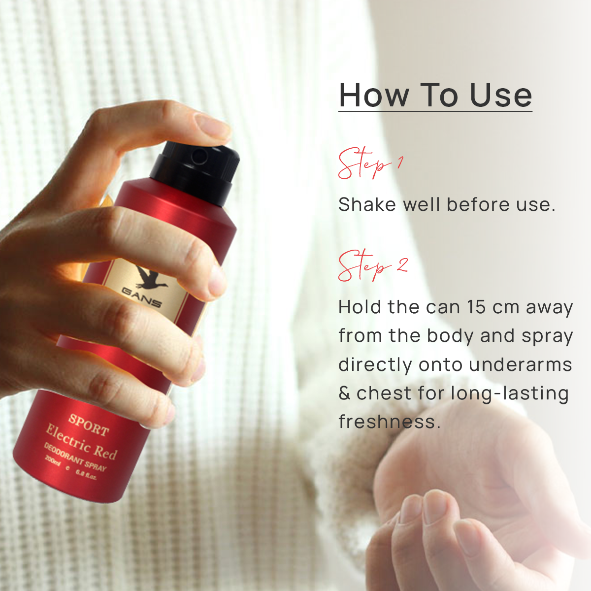 GANS Electric Red Perfume Deodorant Spray – 200ml