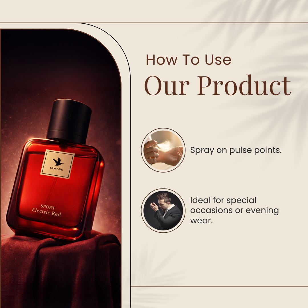 GANS Electric Red & Oud Black Eau De Parfum Combo Pack of 2 (50 ML Each) | Long Lasting Citrus & Oud Premium Fragrance | Fresh & Bold Unisex Perfume