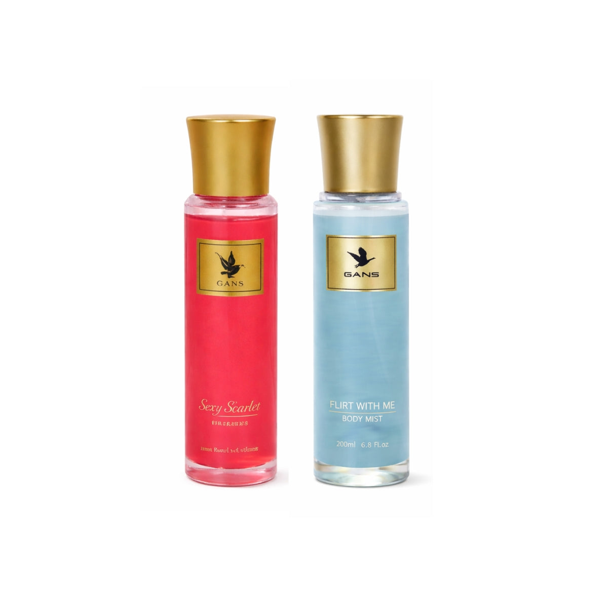 GANS Sexy Scarlet & Flirt With Me Body Mist Combo – 200ml Each (Combo Pack of 2) | Bold, Warm & Playful Long-Lasting Fragrance | Paraben-Free | Lightweight Everyday Body Spray | Perfect for Gifting