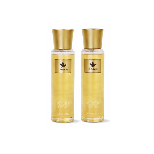 GANS First Desire Body Mist for Women – 200ml Each (Combo Pack of 2) | Fresh, Fruity & Long-Lasting Fragrance | Paraben-Free | Lightweight Everyday Body Spray | Perfect for Gifting