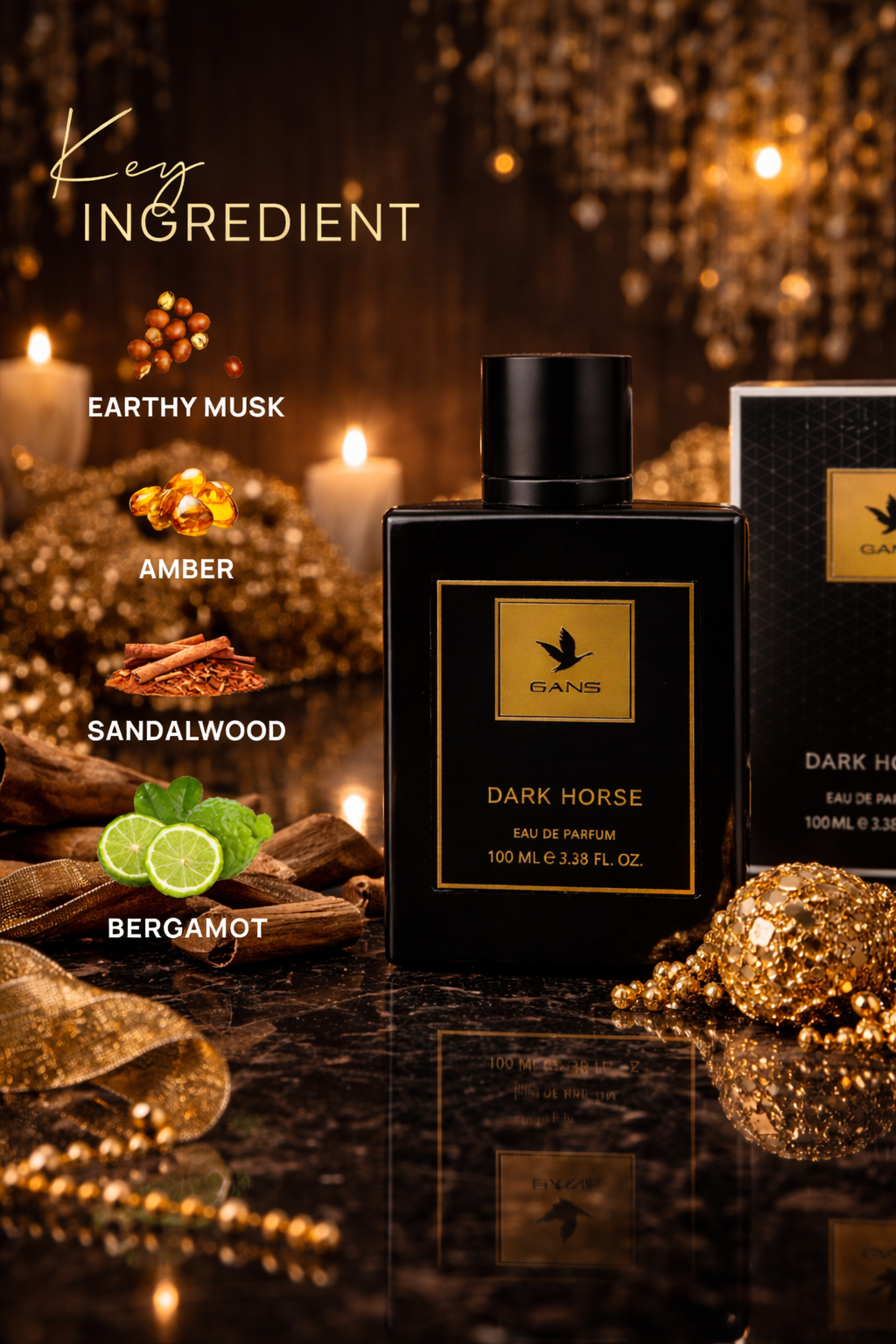 GANS White Horse & Dark Horse Eau De Parfum Combo Pack of 2 for Men (100 ML Each) | Long Lasting Oud & Woody Premium Fragrance | Strong Masculine Scent