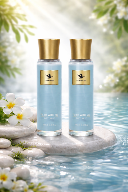 GANS Flirt With Me Body Mist for Women – 200ml Each (Combo Pack of 2) | Playful, Sweet & Long-Lasting Fragrance | Paraben-Free | Lightweight Everyday Body Spray | Perfect for Gifting