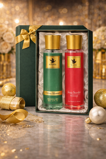 GANS Olive Bloom & Sexy Scarlet Body Mist Combo – 200ml Each (Combo Pack of 2) | Fresh, Floral & Bold Long-Lasting Fragrance | Paraben-Free | Lightweight Everyday Body Spray | Perfect for Gifting