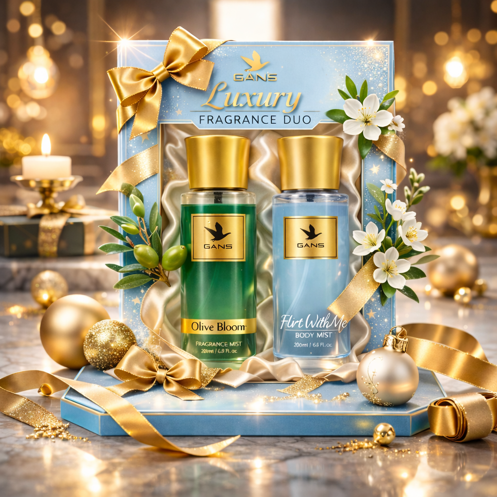 GANS Olive Bloom & Flirt With Me Body Mist Combo – 200ml Each (Combo Pack of 2) | Fresh, Floral & Playful Long-Lasting Fragrance | Paraben-Free | Lightweight Everyday Body Spray | Perfect for Gifting