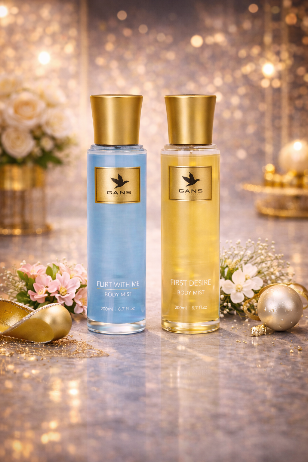 GANS Flirt With Me & First Desire Body Mist Combo – 200ml Each (Combo Pack of 2) | Playful & Fruity Long-Lasting Fragrance | Paraben-Free | Lightweight Everyday Body Spray | Perfect for Gifting