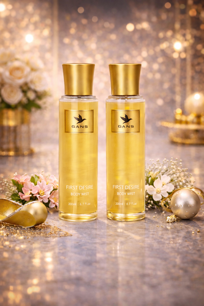 GANS First Desire Body Mist for Women – 200ml Each (Combo Pack of 2) | Fresh, Fruity & Long-Lasting Fragrance | Paraben-Free | Lightweight Everyday Body Spray | Perfect for Gifting