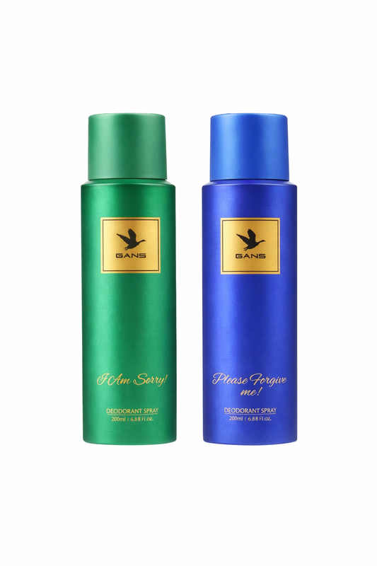 GANS Please Forgive Me & I Am Sorry Deodorant Spray Combo Pack (200ml Each) | Long-Lasting Freshness | Quick-Dry Non-Sticky Body Spray | Daily Use Fragrance | For Men & Women