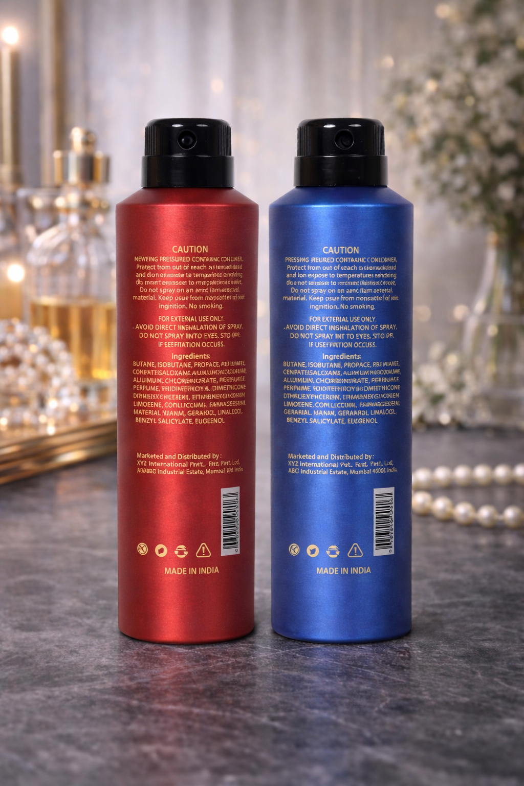 GANS Cool Blue & Electric Red Deodorant Spray Combo Pack for Men (200ml Each) | Long-Lasting Freshness | Aquatic Herbal + Sporty Citrus Oud Fragrance | Non-Sticky Body Spray