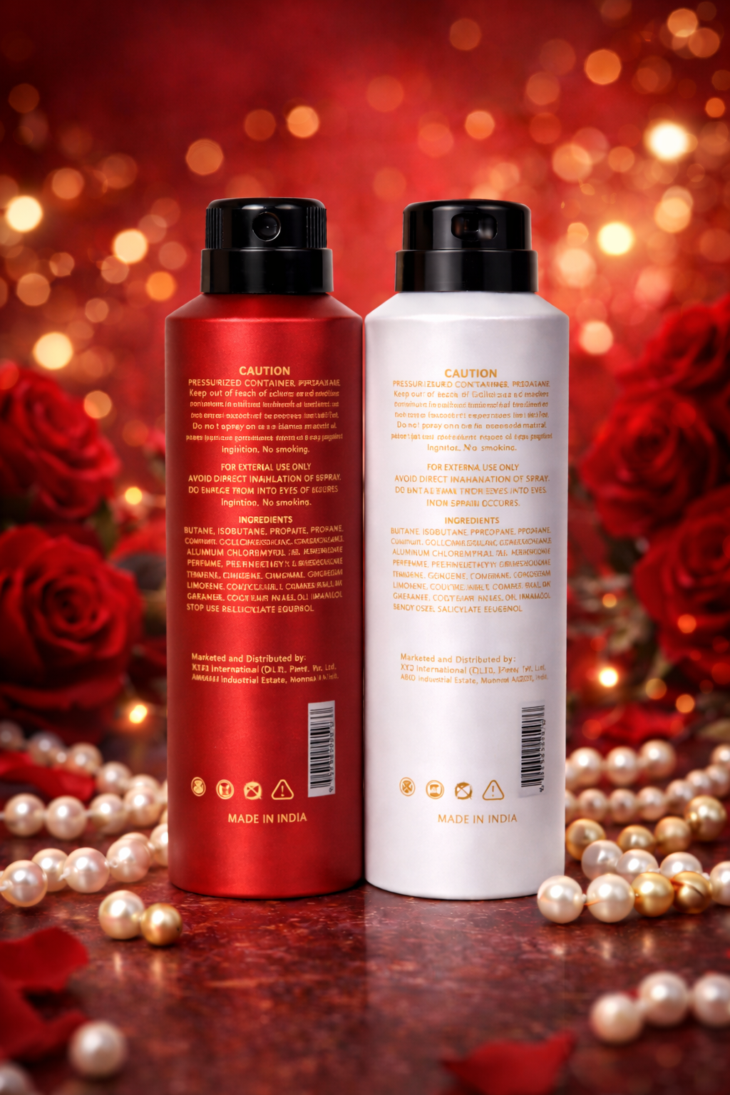 GANS Pearl White & Electric Red Deodorant Spray Combo Pack for Men (200ml Each) | Long-Lasting Freshness | Citrus Floral & Sporty Citrus Oud Fragrance | Non-Sticky Body Spray