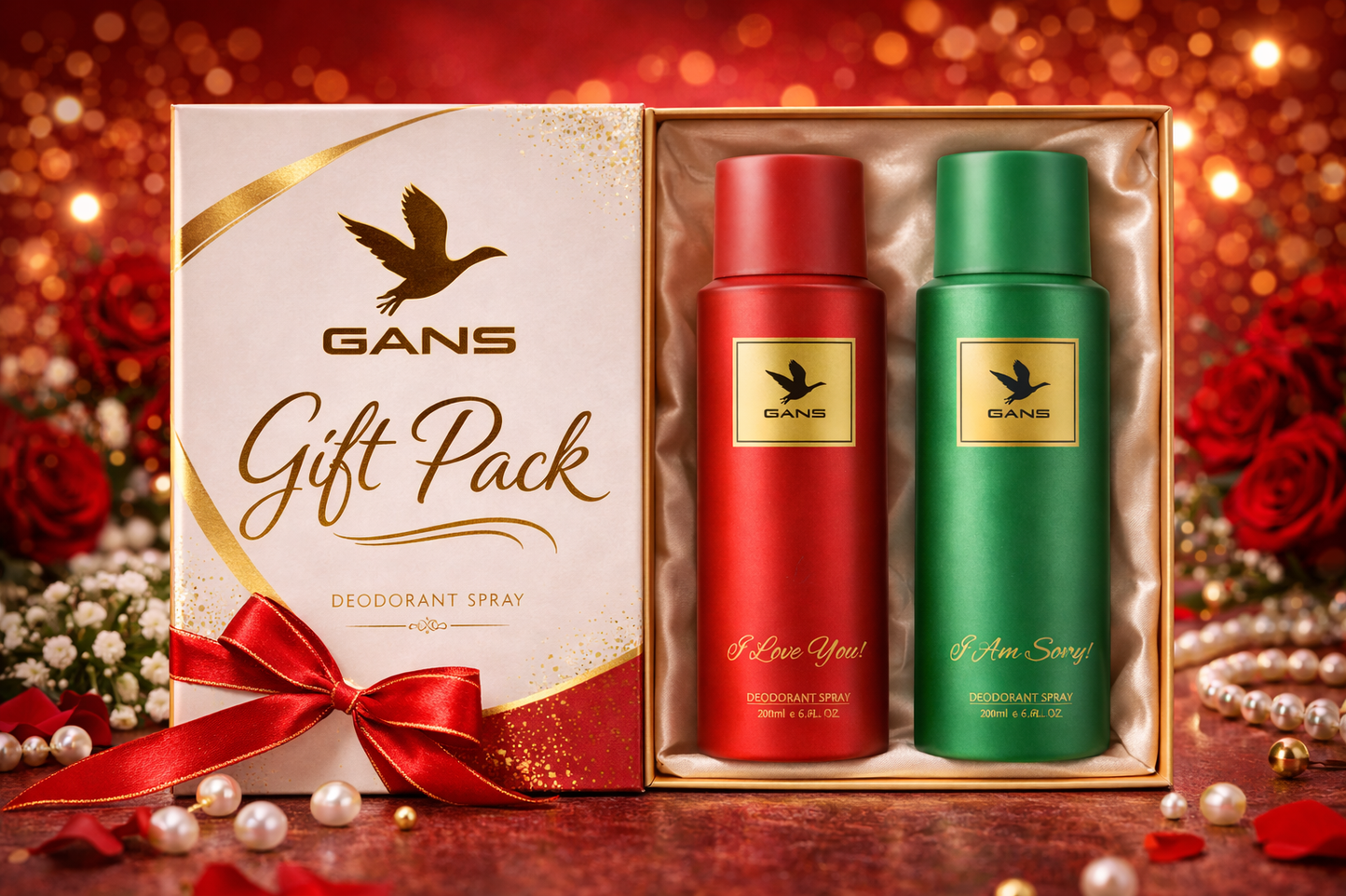 GANS I Am Sorry & I Love You Deodorant Spray Combo Pack (200ml Each) | Long-Lasting Freshness | Quick-Dry Non-Sticky Body Spray | Daily Use Fragrance | For Men & Women
