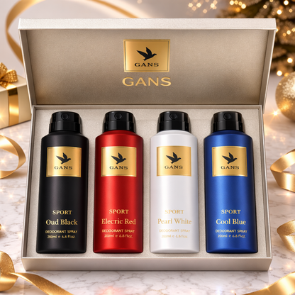 GANS Premium Deodorant Spray Combo Pack of 4 (200ml Each) | Long Lasting Fragrance Body Spray for Men & Women