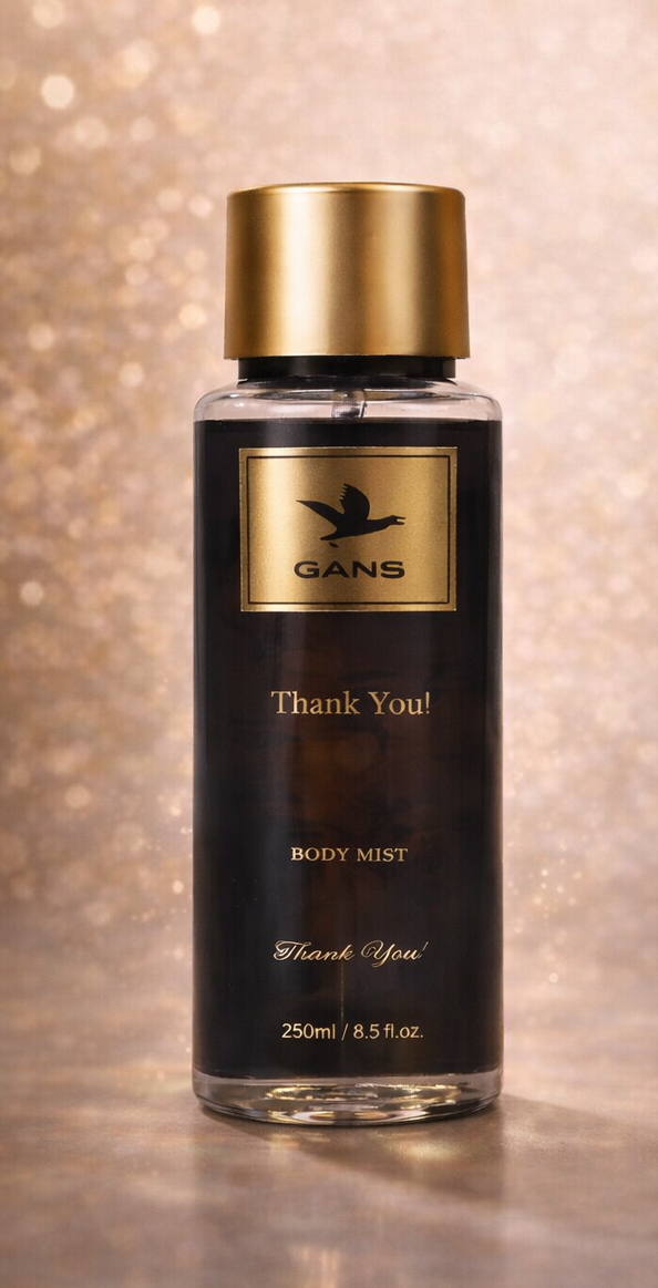 GANS Thank You Body Mist for Women – 250ml Each (Combo Pack of 2) | Fresh & Sweet Long-Lasting Fragrance | Paraben-Free | Lightweight Everyday Body Spray | Perfect for Gifting