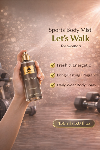 GANS Sports Body Mist Let’s Walk – 150ml Each (Combo Pack of 2) | Energetic, Refreshing & Long-Lasting Fragrance | Lightweight Everyday Body Spray | Perfect for Gifting | Unisex