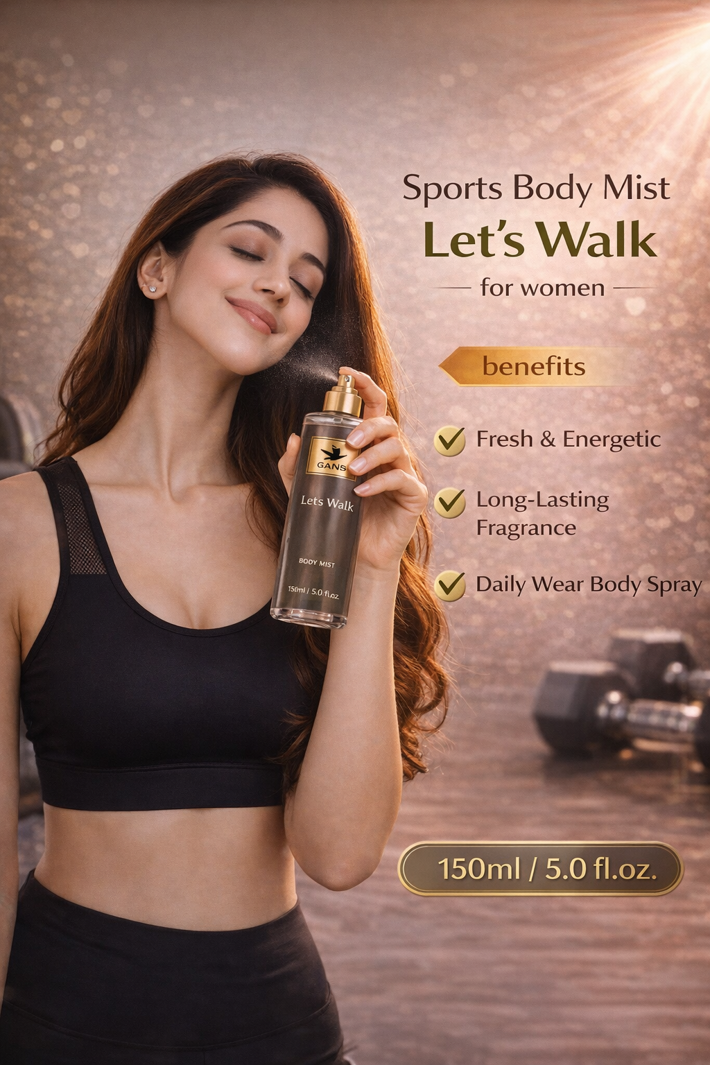 GANS Sports Body Mist Let’s Walk – 150ml Each (Combo Pack of 2) | Energetic, Refreshing & Long-Lasting Fragrance | Lightweight Everyday Body Spray | Perfect for Gifting | Unisex