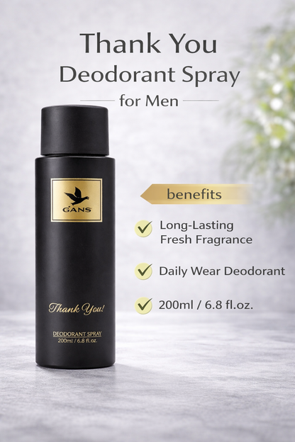 GANS Thank You & I Love You Deodorant Spray Combo Pack (200ml Each) | Long-Lasting Freshness | Quick-Dry Non-Sticky Body Spray | Daily Use Fragrance | For Men & Women