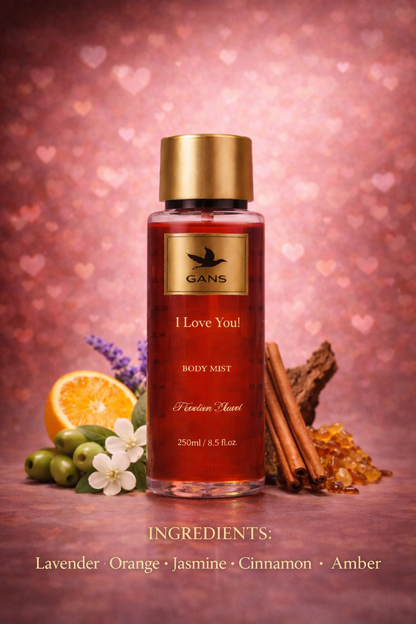 GANS I Love You & Thank You Body Mist Combo – 250ml Each (Combo Pack of 2) | Soft, Sweet & Refreshing Long-Lasting Fragrance | Paraben-Free | Lightweight Everyday Body Spray | Perfect for Gifting