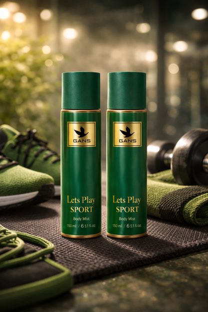 GANS Sports Body Mist Let’s Play – 150ml Each (Combo Pack of 2) | Energetic, Refreshing & Long-Lasting Fragrance | Lightweight Everyday Body Spray | Perfect for Gifting | Unisex