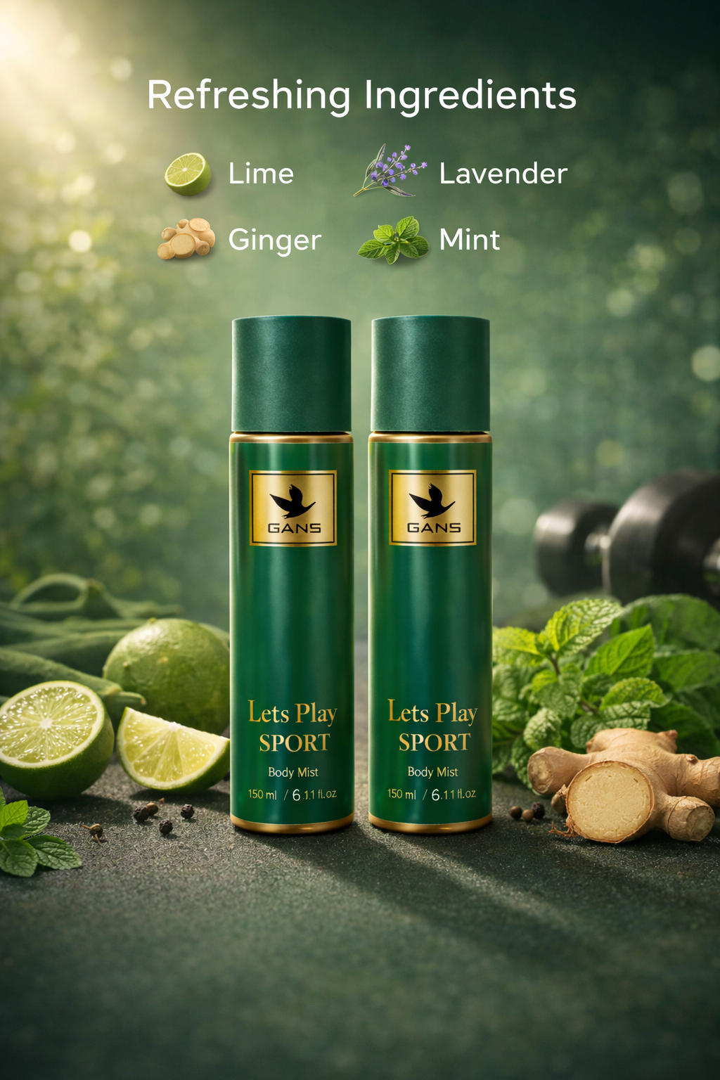 GANS Sports Body Mist Let’s Play – 150ml Each (Combo Pack of 2) | Energetic, Refreshing & Long-Lasting Fragrance | Lightweight Everyday Body Spray | Perfect for Gifting | Unisex