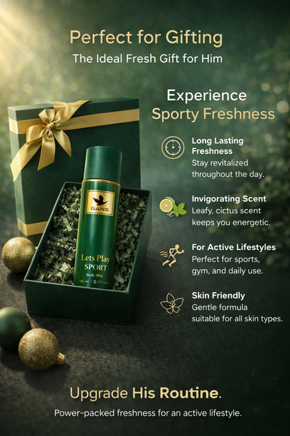 GANS Sports Body Mist Let’s Play – 150ml Each (Combo Pack of 2) | Energetic, Refreshing & Long-Lasting Fragrance | Lightweight Everyday Body Spray | Perfect for Gifting | Unisex