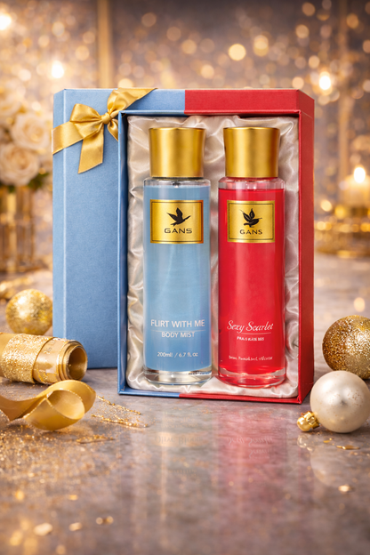 GANS Sexy Scarlet & Flirt With Me Body Mist Combo – 200ml Each (Combo Pack of 2) | Bold, Warm & Playful Long-Lasting Fragrance | Paraben-Free | Lightweight Everyday Body Spray | Perfect for Gifting