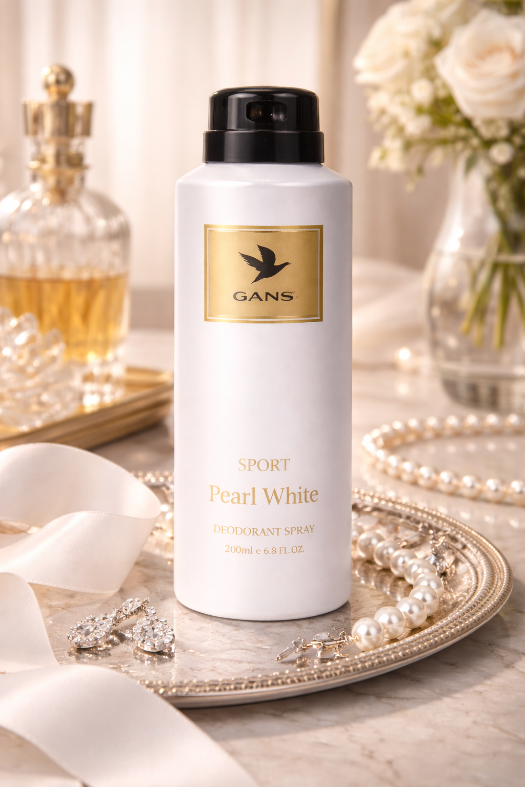 GANS Pearl White & Oud Black Deodorant Spray Combo Pack for Men (200ml Each) | Long-Lasting Freshness | Citrus Floral & Woody + Woody Oud Fragrance | Non-Sticky Luxury Body Spray
