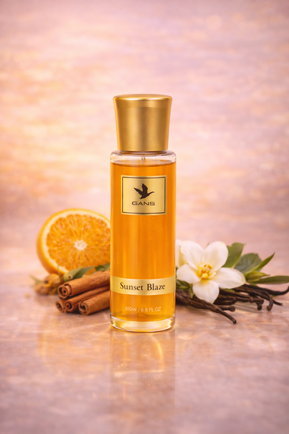 GANS Sunset, Pink Star & First Desire Body Mist Combo – 200ml Each (Combo Pack of 3) | Warm, Floral & Fruity Long-Lasting Fragrance | Paraben-Free | Lightweight Everyday Body Spray | Perfect for Gifting