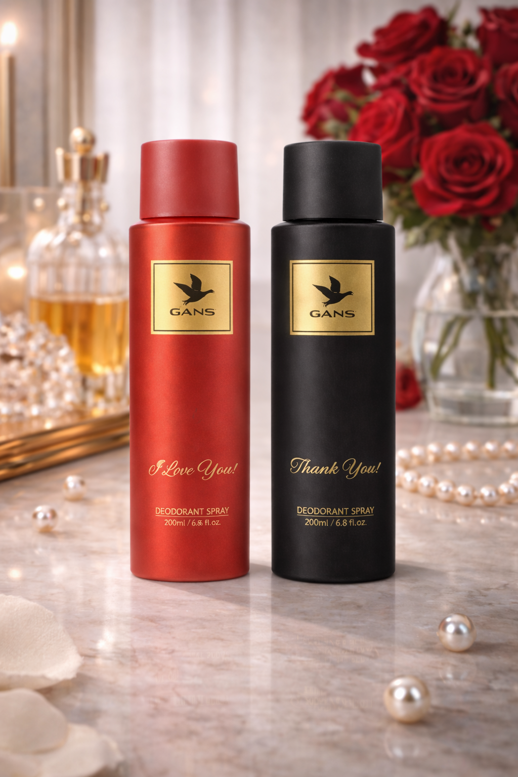 GANS Thank You & I Love You Deodorant Spray Combo Pack (200ml Each) | Long-Lasting Freshness | Quick-Dry Non-Sticky Body Spray | Daily Use Fragrance | For Men & Women