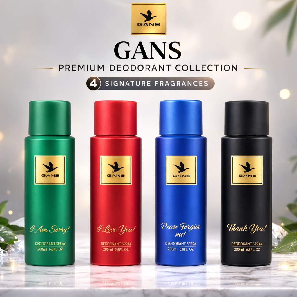 GANS Premium Deodorant Spray Combo Pack of 4 (200ml Each) | Long Lasting Freshness | Body Spray for Men & Women