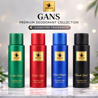 GANS Premium Deodorant Spray Combo Pack of 4 (200ml Each) | Long Lasting Freshness | Body Spray for Men & Women