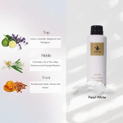 GANS Pearl White & Oud Black Deodorant Spray Combo Pack for Men (200ml Each) | Long-Lasting Freshness | Citrus Floral & Woody + Woody Oud Fragrance | Non-Sticky Luxury Body Spray