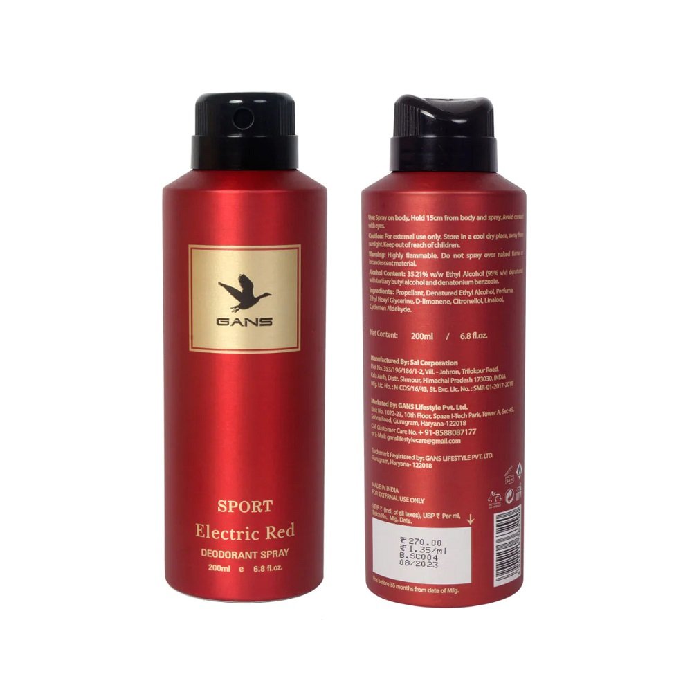 GANS Electric Red Perfume Deodorant Spray – 200ml