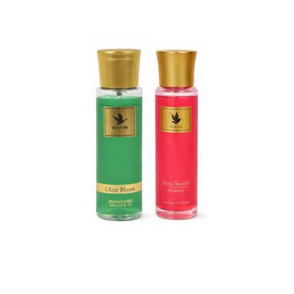 GANS Olive Bloom & Sexy Scarlet Body Mist Combo – 200ml Each (Combo Pack of 2) | Fresh, Floral & Bold Long-Lasting Fragrance | Paraben-Free | Lightweight Everyday Body Spray | Perfect for Gifting