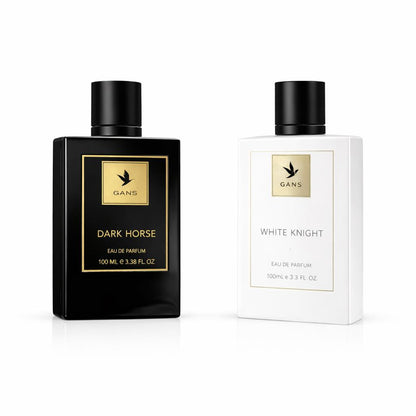GANS White Horse & Dark Horse Eau De Parfum Combo Pack of 2 for Men (100 ML Each) | Long Lasting Oud & Woody Premium Fragrance | Strong Masculine Scent