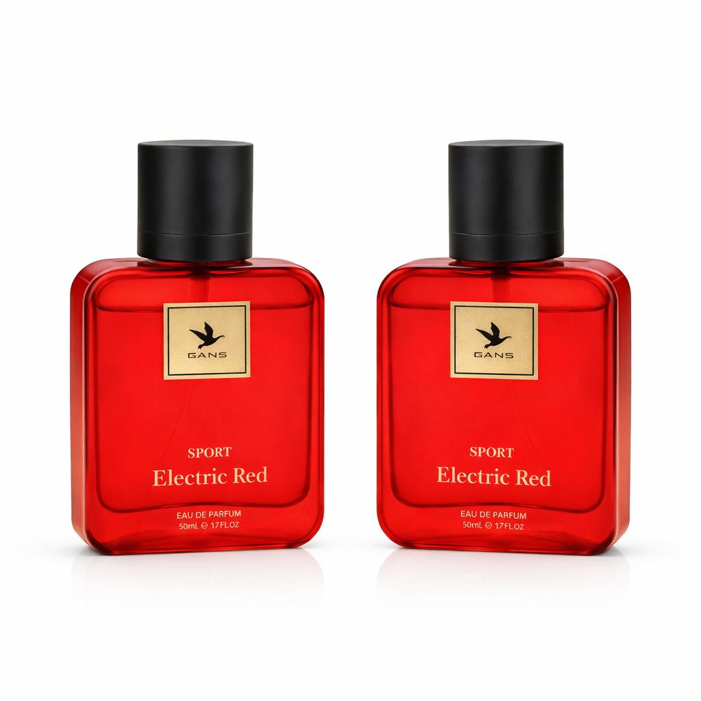 GANS Electric Red Eau De Parfum combo Pack of 2 for Unisex  (2x50 ML)| Citrus-Infused Oud Fragrance | Long-Lasting Fresh Perfume