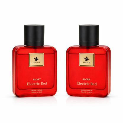 GANS Electric Red Eau De Parfum combo Pack of 2 for Unisex  (2x50 ML)| Citrus-Infused Oud Fragrance | Long-Lasting Fresh Perfume