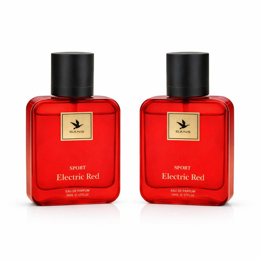 GANS Electric Red Eau De Parfum combo Pack of 2 for Unisex  (2x50 ML)| Citrus-Infused Oud Fragrance | Long-Lasting Fresh Perfume