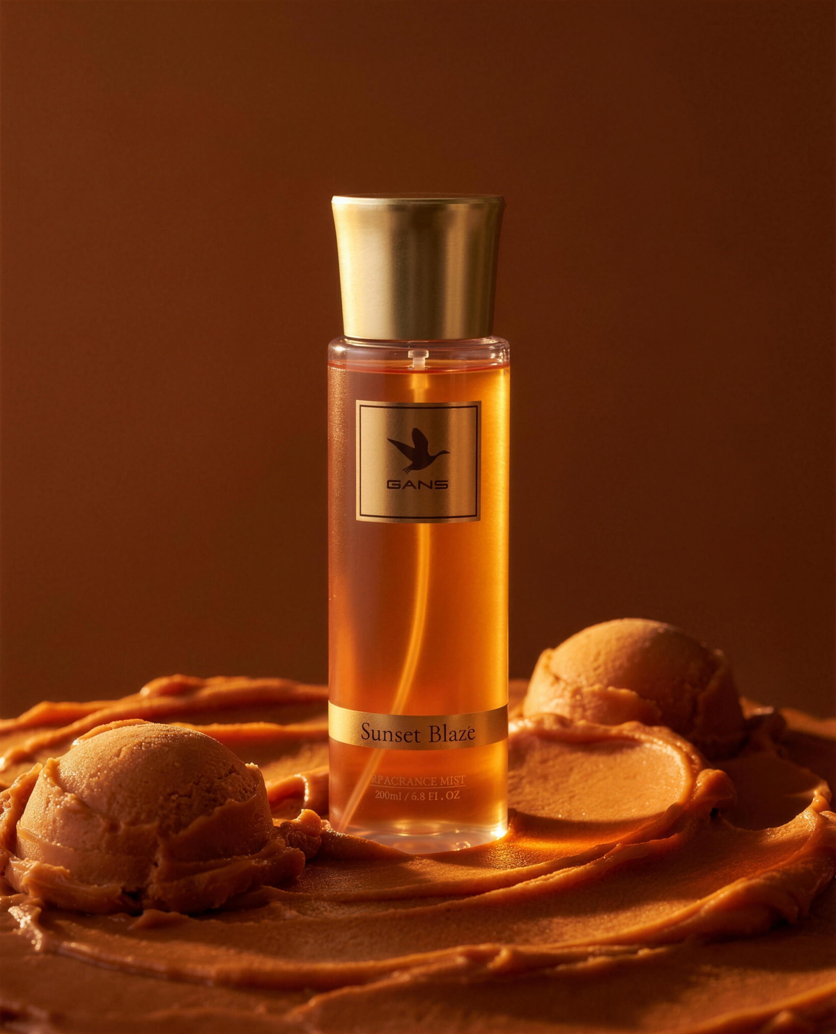 Sunset Blaze body mist on caramel ice cream