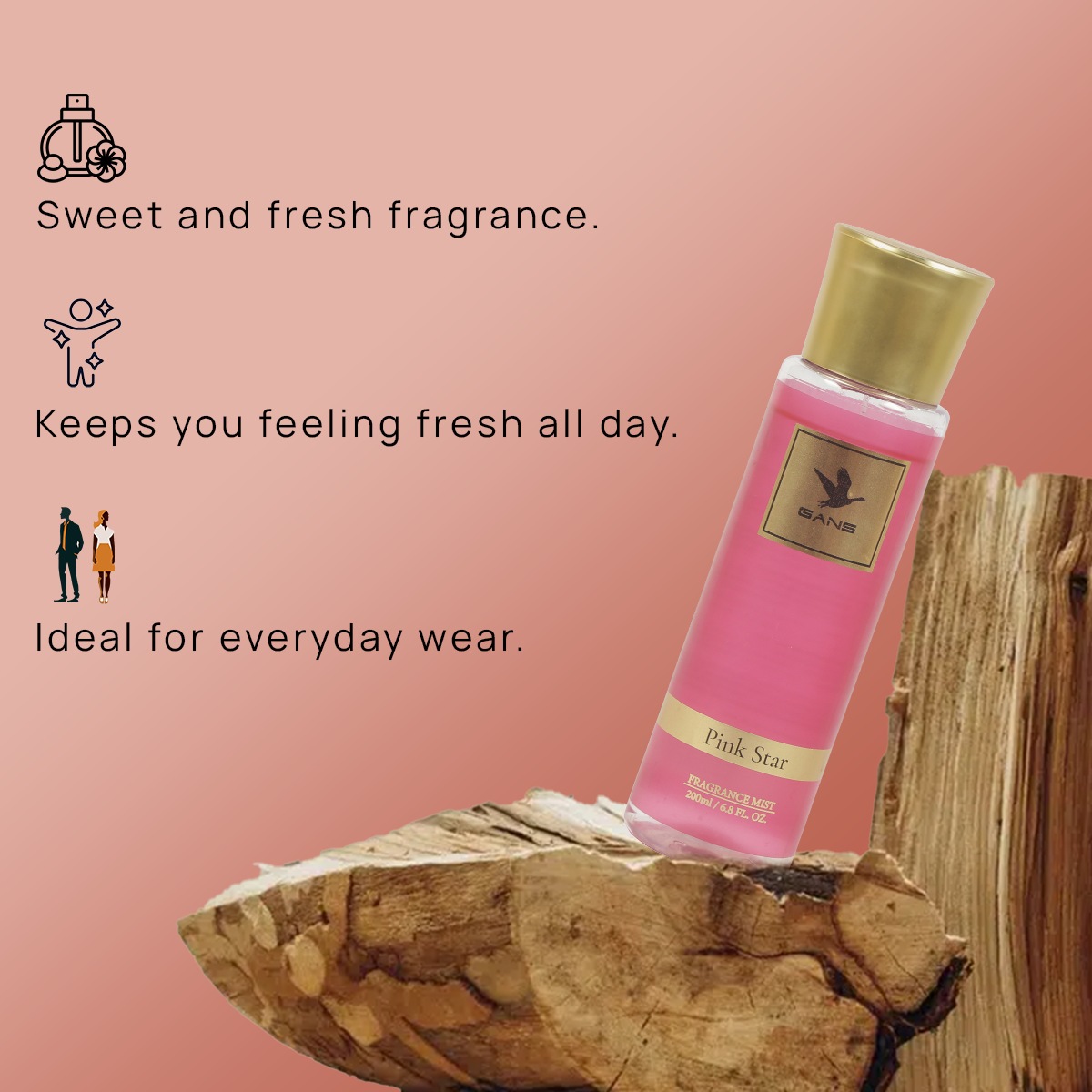 Pink Star Body Mist for Women- 200ml